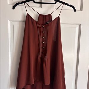 Express Rust Brown Pleated Button-Front Camisole Size Small | Boho Top